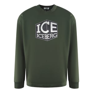 Sudadera verde con el logotipo en forma de cubo de Ice Iceberg