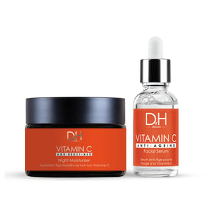Suero Facial Anti-Envejecimiento con Vitamina C Dr H 30 ml + Crema Hidratante Nocturna Anti-Envejecimiento con Vitamina C 60 ml