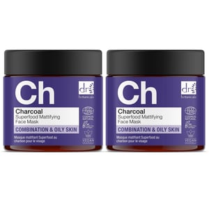 Dr Botanicals Máscara Facial Matificante de Superalimento de Carbón 60ml x 2 Paquete Dúo