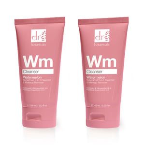 Dr Botanicals Limpiador y Desmaquillante 2 en 1 de Sandía Superfood con Ácido Glicólico, Ácido Salicílico y Ácido Láctico Paquete Dúo de 100 ml x 2