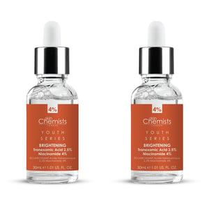skinChemists Serie Juventud Suero Iluminador de Ácido Tranexámico 2.5%, Niacinamida 4% Pack Dúo de 30ml x 2