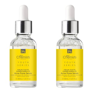 skinChemists Serie Juventud Suero para Piel Propensa al Acné Ácido Salicílico 2%, Centella Asiática 3% 30ml x 2 Paquete Doble