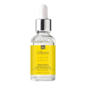 skinChemists Serie Juventud Suero para Piel Propensa al Acné Ácido Salicílico 2%, Centella Asiática 3% 30ml x 2 Paquete Doble