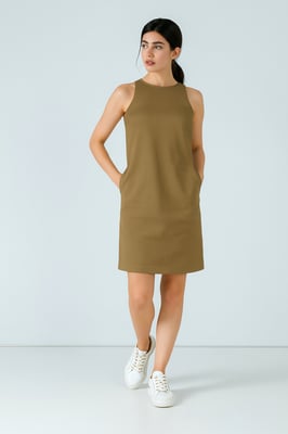 Vestido holgado de jacquard de tencel por encima de la rodilla