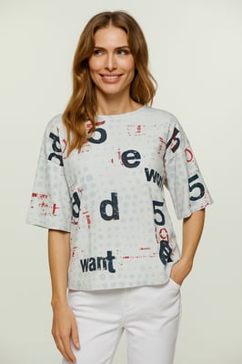 Camiseta extragrande de algodón con estampado ripstop y mangas hasta el codo