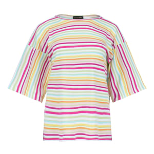 Top oversize de algodón antidesgarro a rayas con mangas hasta el codo