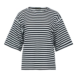 Top oversize de viscosa y elastano con rayas anchas en blanco y negro