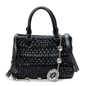 Miu Miu Medium Crystal Tote  en Negro Piel de becerro