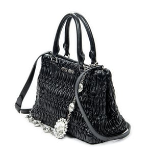 Miu Miu Medium Crystal Tote  en Negro Piel de becerro