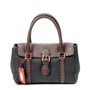 Fendi Selleria Mini Linda  en Negro/Marrón/Rojo Piel de becerro