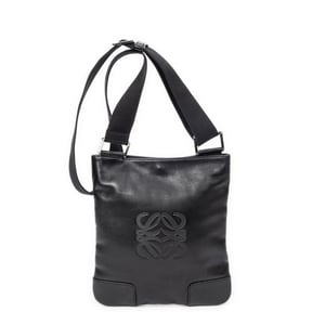 Loewe Flat Anagram Messenger Crossbody  en Negro Piel de becerro
