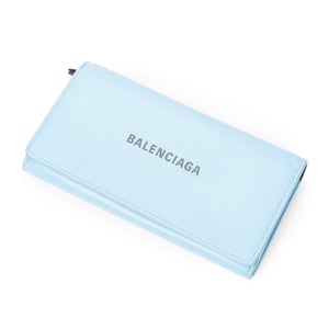 Balenciaga Everyday Long Bifold Wallet  en Azul claro Piel de becerro