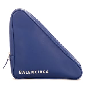 Balenciaga Triangle Pouch  en Azul Piel de becerro
