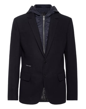 Blazer con capucha de lana hidrófuga