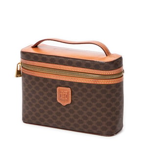 Celine Vintage Top Handle Toiletry Pouch  en Marrón Lona recubierta