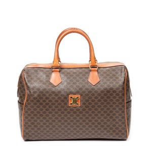 Celine Vintage Small Boston  en Marrón Lona recubierta