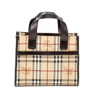 Burberry Small Square Open Handbag  en Beige/Marrón Oscuro Lona recubierta