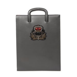 Louboutin Trick Track Portfolio Bag  en Gris Piel de becerro