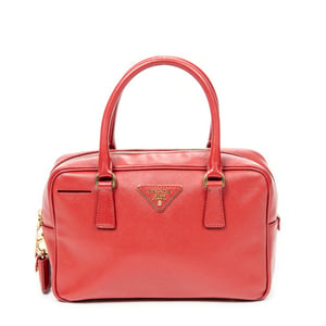 Prada Small Top Handle  en Rojo Piel de becerro