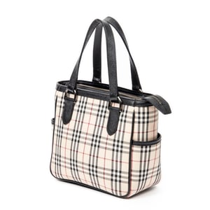 Burberry Side Pocket Zip Tote  en Beige/Negro Lienzo