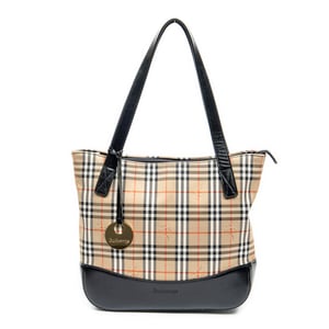 Burberry Burberrys Small Charm Tote  en Beige/Negro Lienzo