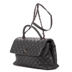 Chanel Timeless Top handle Large en Gris Piel de becerro