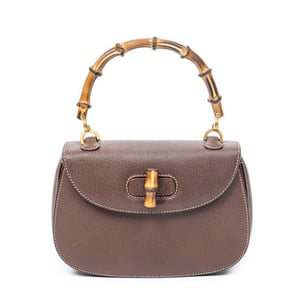 Gucci Small Bamboo Top Handle Flap  en Marrón Piel de becerro