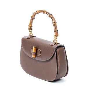 Gucci Small Bamboo Top Handle Flap  en Marrón Piel de becerro