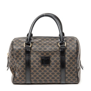 Celine Vintage Small Boston  en Marrón/Negro Lona recubierta