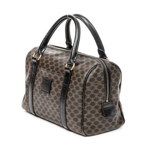 Celine Vintage Small Boston  en Marrón/Negro Lona recubierta