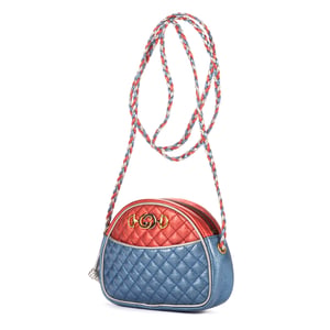 Gucci Trapuntata Camera  en Azul/ Rosa/Gris Piel de becerro