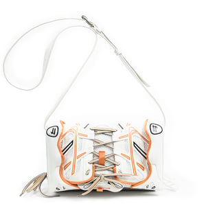 Balenciaga Sneakerhead Flap  en Marfil/Naranja/Plata Lienzo