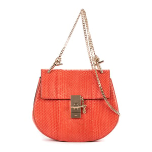 Chloé Drew Chain Crossbody  en Naranja Piel de becerro