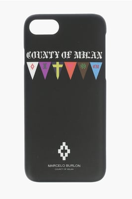 Funda para iPhone 7 con estampado en relieve FLAGS SIDES en color negro