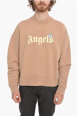 Sudadera de algodón cepillado PXP PALM con cuello redondo en beige