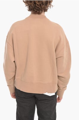 Sudadera de algodón cepillado PXP PALM con cuello redondo en beige