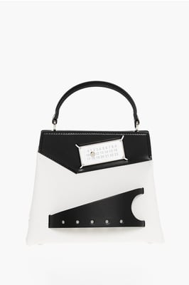 Bolso bandolera SNATCHED de piel bicolor en blanco y negro