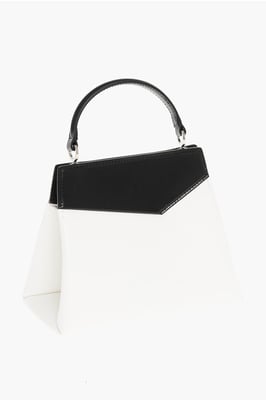 Bolso bandolera SNATCHED de piel bicolor en blanco y negro