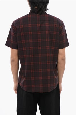 Camisa de manga corta de malla a cuadros en rojo
