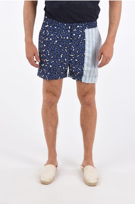 Shorts estampados de corte cuadrado en azul