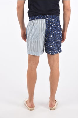Shorts estampados de corte cuadrado en azul