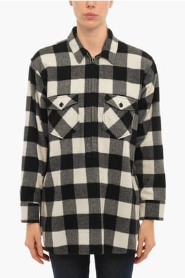 ARCHIVO Camisa POPOVER de cuadros Buffalo con doble botonadura en blanco y negro