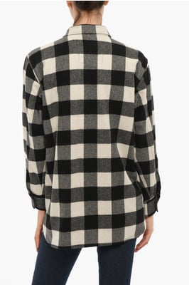 ARCHIVO Camisa POPOVER de cuadros Buffalo con doble botonadura en blanco y negro