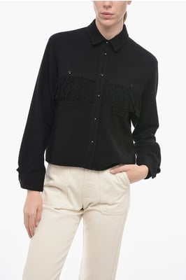 Camisa con flecos STAG OVER en negro