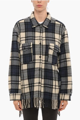 Camisa EXPLORER con motivo de cuadros y doble bolsillo en el pecho en azul
