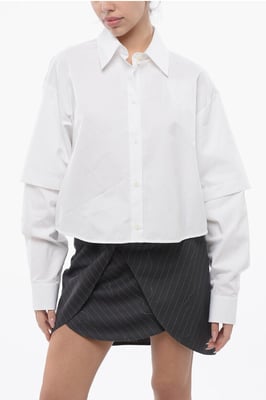 Camisa BOOKISH de doble capa con logotipo bordado en blanco