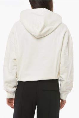 Sudadera con capucha MULTICORD de algodón cepillado en blanco