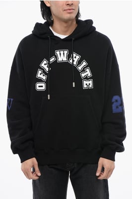 Sudadera con capucha estampada de FÚTBOL de algodón cepillado en negro