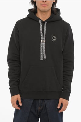 Sudadera con capucha ECLIPSE de algodón con bolsillo de parche en negro
