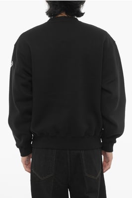 Sudadera de cuello redondo de ajuste fácil en mezcla de algodón polar en negro